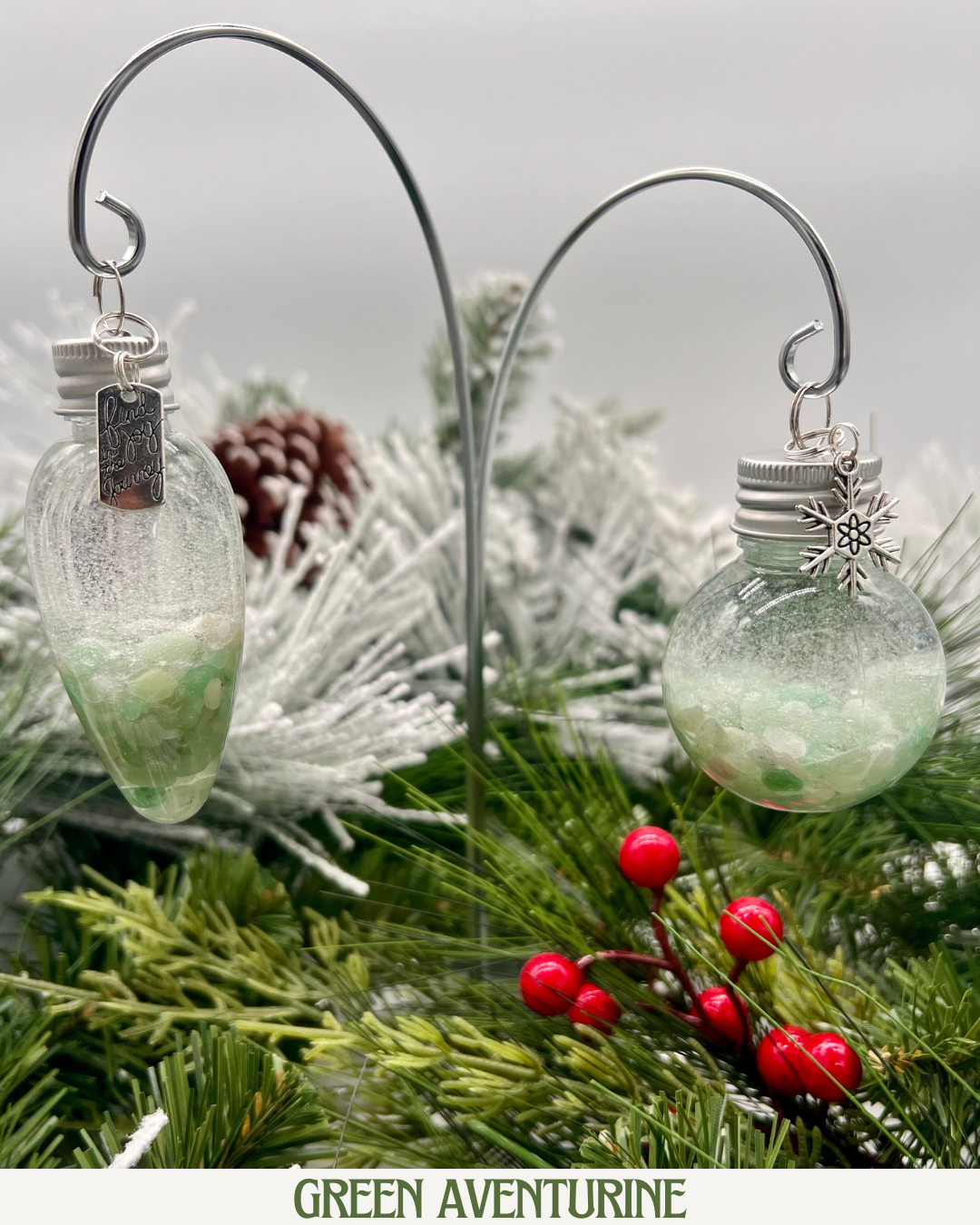 Green Aventurine Snow Globe Crystal Ornaments