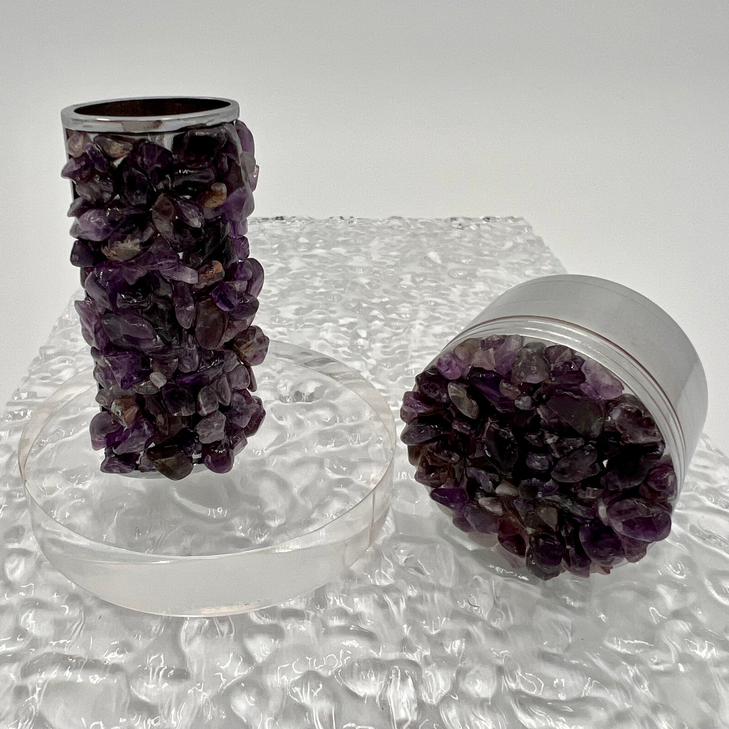 Amethyst Crystal Lighter Case + Grinder Bundle