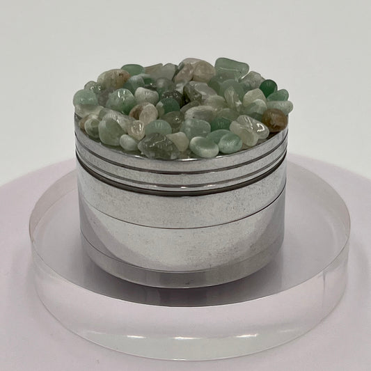 Aventurine Magnetic Metal Grinder with Catcher – 50 mm - Silver