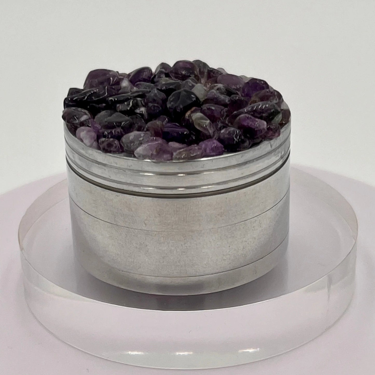 Amethyst Magnetic Metal Grinder with Catcher – 50 mm - Silver Flowerpot Greenery