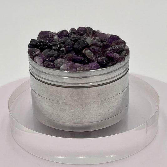 Amethyst Magnetic Metal Grinder with Catcher – 50 mm - Silver