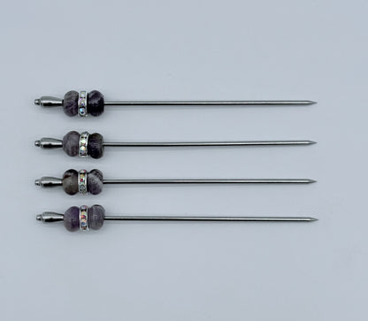 Amethyst Cocktail Picks, Set of 4