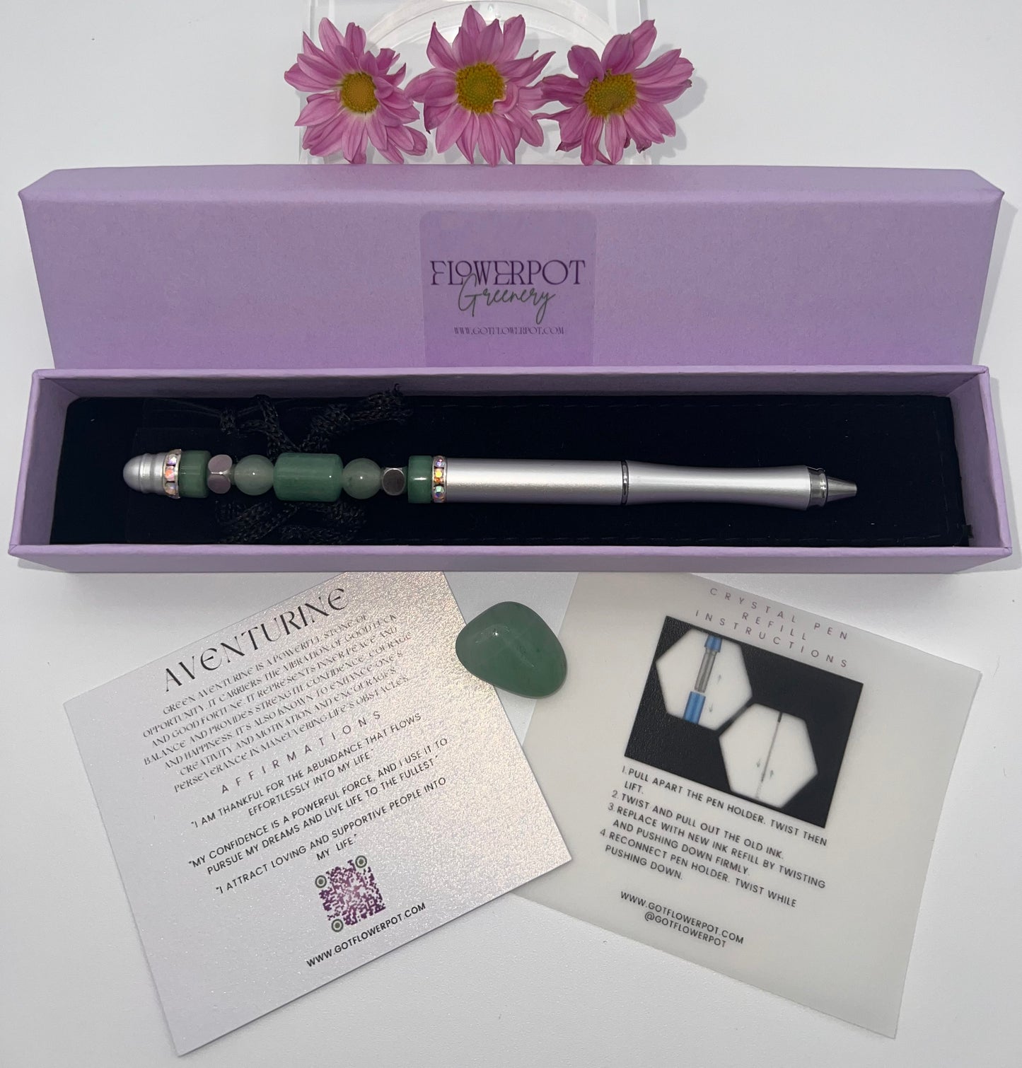 Aventurine Refillable Metal Pen