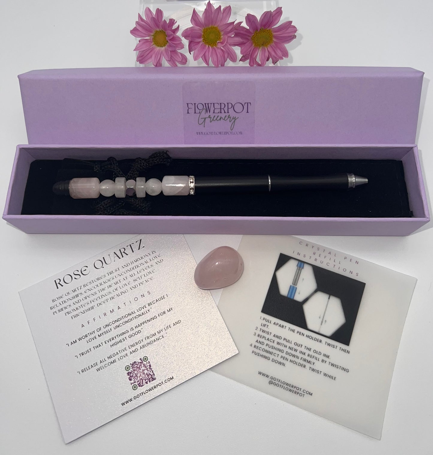 Rose Quartz Refillable Metal Pen