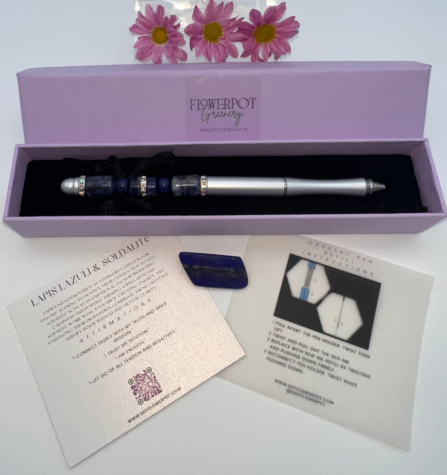 Lapis Lazuli & Sodalite Refillable Pen