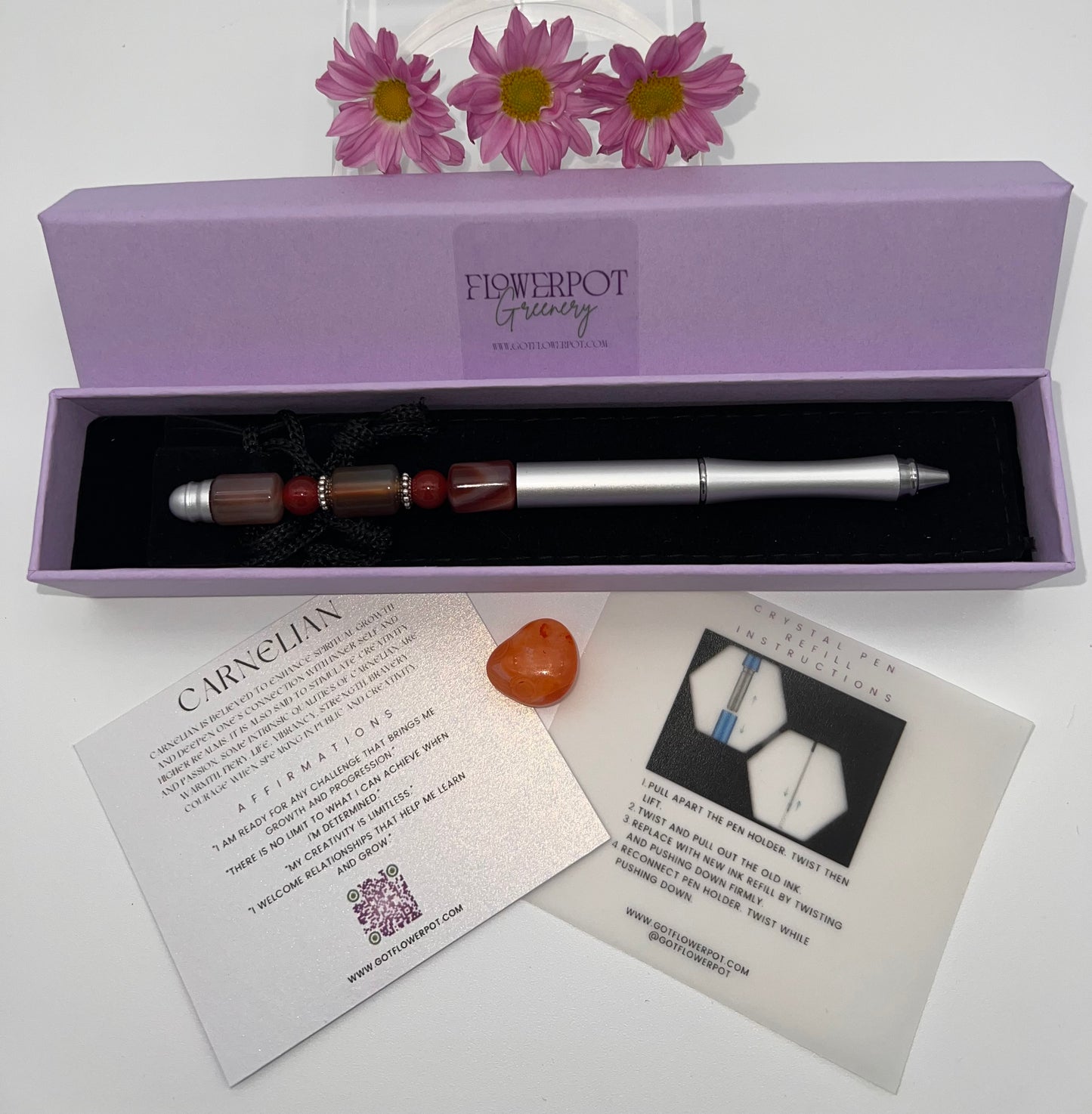 Carnelian Refillable Metal Pen