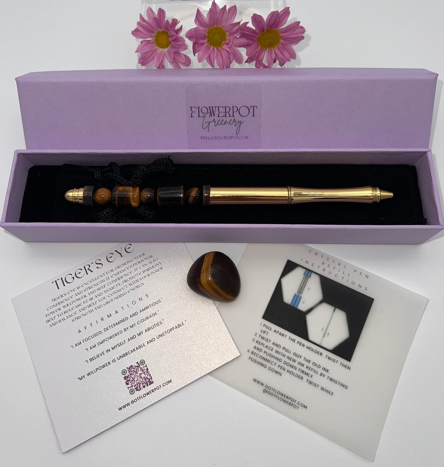 Tiger's Eye Refillable Metal Pen