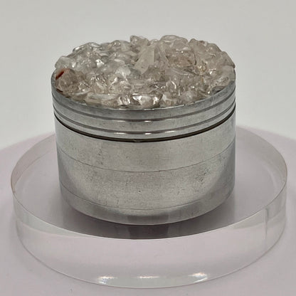 Clear Quartz Magnetic Metal Grinder with Catcher – 50 mm - Silver